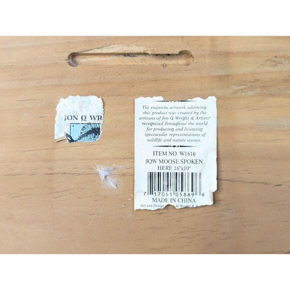 Moose Spoken Here! Jon Q. Wright Oval Wood Moose Art Sign Woodland Animal Cabin - Picture 4 of 8